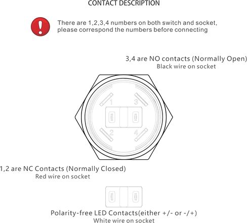LED Latching Push Button Switch, Aluminum Alloy, IP67 Waterproof 5-24V 20A 1NO, with Wire Socket Plug (1, Blue, 19mm) in Saudi Arabia