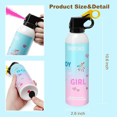 Gender Reveal Fire Extinguisher Color Blasters: 2 Pcs Blue Blaster Only for Baby Boy with Blue Smoke suitable for Gender Reveal Party Decorations (Large Pink Girl) in Saudi Arabia