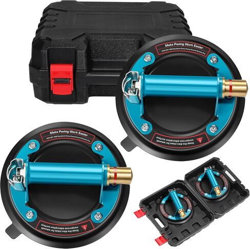 8" Glass Suction Cup, 2 Pack Vacuum Suction Cups with Metal Handle and Brass Pump, Heavy Duty Suction Cups for Glass & Granite Lifting, 480 lbs Load Capacity with Carrying Case in Saudi Arabia
