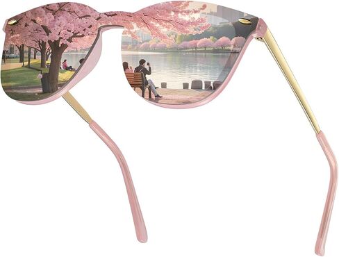 JIM HALO Trendy Rimless Mirrored Sunglasses Reflective Sun Glasses for Women Men in Kuwait