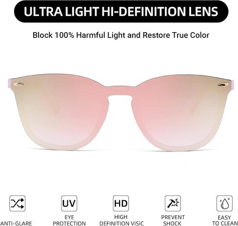 JIM HALO Trendy Rimless Mirrored Sunglasses Reflective Sun Glasses for Women Men in Kuwait
