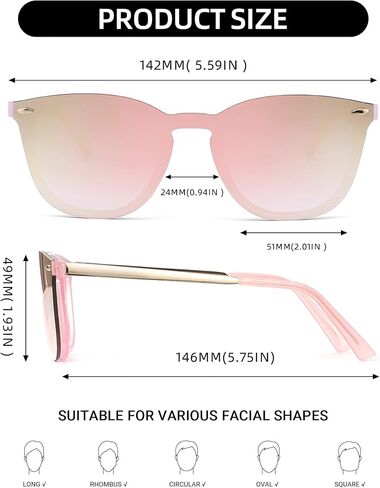 JIM HALO Trendy Rimless Mirrored Sunglasses Reflective Sun Glasses for Women Men in Kuwait