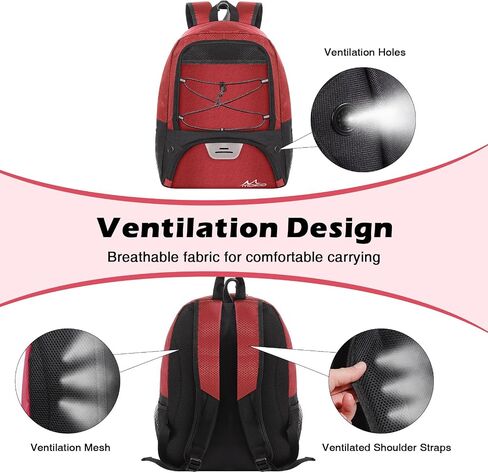 MoKo Soccer Bag Backpack, Basketball Backpack for Men & Women with Separate Ball and Shoes Compartments, Water-Resistant, Fence Hook, Sports Equipment Bag for Clothes, Shoes, Tablets, Laptops, Black in Saudi Arabia