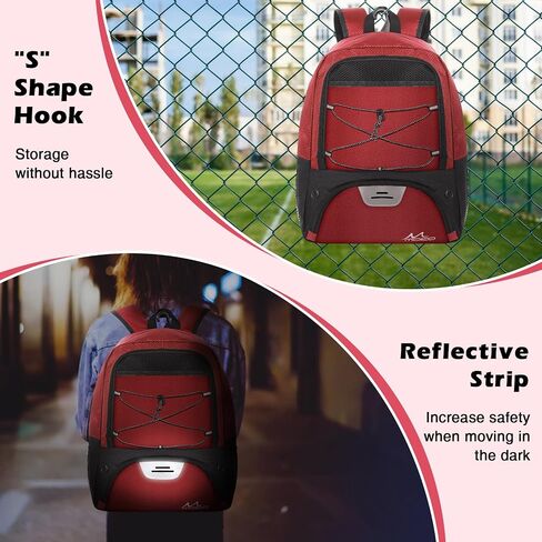 MoKo Soccer Bag Backpack, Basketball Backpack for Men & Women with Separate Ball and Shoes Compartments, Water-Resistant, Fence Hook, Sports Equipment Bag for Clothes, Shoes, Tablets, Laptops, Black in Saudi Arabia