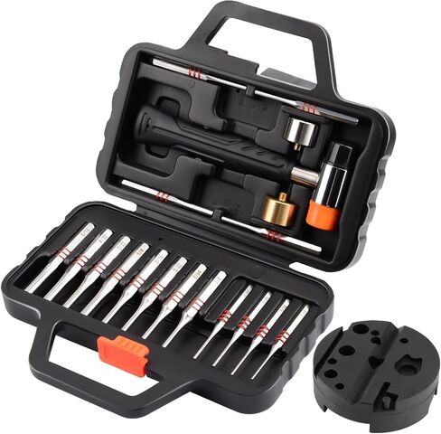 Pridefend Punch Set,Brass Punch Set and Roll Pin Punch Set Made of Solid Material Including Steel Pin Punch Set and Bench Block, Hammer with Detachable Heads,Punch Set with Storage Case Update in Saudi Arabia