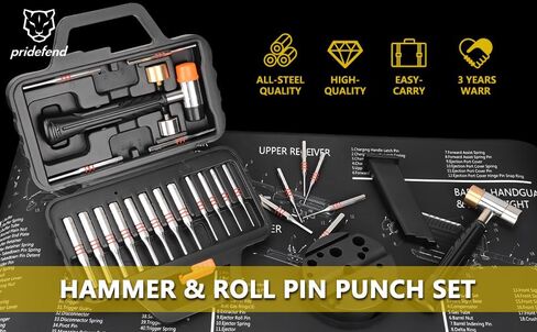 Pridefend Punch Set,Brass Punch Set and Roll Pin Punch Set Made of Solid Material Including Steel Pin Punch Set and Bench Block, Hammer with Detachable Heads,Punch Set with Storage Case Update in Saudi Arabia