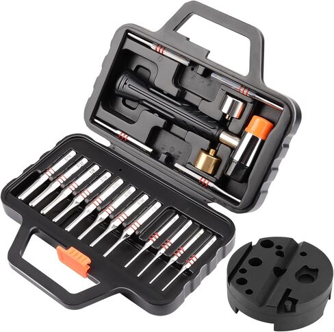 Pridefend Punch Set,Brass Punch Set and Roll Pin Punch Set Made of Solid Material Including Steel Pin Punch Set and Bench Block, Hammer with Detachable Heads,Punch Set with Storage Case Update in Saudi Arabia