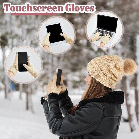 Liitrsh 12 Pcs Winter Beanie Hat Scarf Gloves Set Knitted Beanie Hat Circle Scarves Gloves Earmuff for Women Men in Saudi Arabia