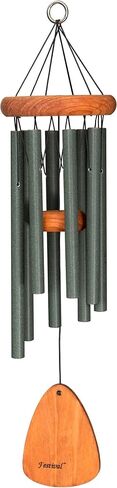 Festival 24-inch Redwood Wind Chime 8 Tubes in Silver by Wind River for Patio, Backyard, Garden, and Outdoor décor. Made in The USA in Saudi Arabia
