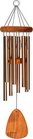 Festival 24-inch Redwood Wind Chime 8 Tubes in Silver by Wind River for Patio, Backyard, Garden, and Outdoor décor. Made in The USA in Saudi Arabia