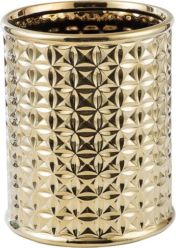 Round Silver Trash Can, Small Wastebasket, Garbage Receptacle Bin for Bathrooms, Powder Rooms, Kitchens, Home Offices - Durable Ceramics in Saudi Arabia