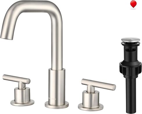 Matte Black Bathroom Faucet, OMEKNTOP 8 Inch Black Bathroom Faucet 3 Hole with 360° Swivel Gooseneck and cUPC Hose, Two Handle Bathroom Sink Faucet for Basin Lavatory Vanity in Saudi Arabia
