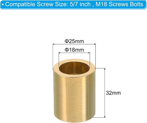 PATIKIL M18 Brass Spacers, 2 Pcs Metal Spacer Brass 18mm ID x 25mm OD x 18mm L Brass Spacers Screw Standoff for 5/7 Inch or M18 Screw in Saudi Arabia