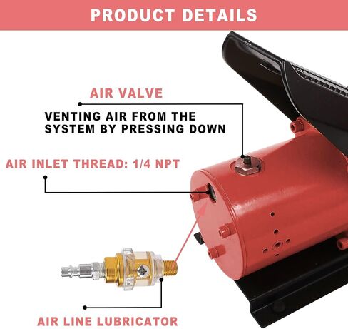 Air Hydraulic Pump 10,000 PSI, 1.7L Reservoir, NPT 3/8" Oil Outlet, NPT 1/4" Inlet, Hydraulic Pump Air Hydraulic Foot Pump, with Air Line Lubricator, Yellow in Saudi Arabia