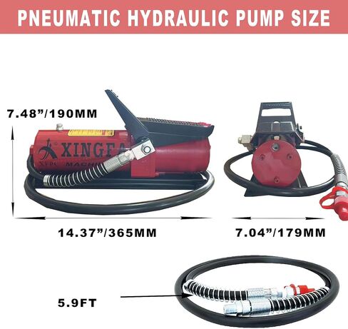 Air Hydraulic Pump 10,000 PSI, 1.7L Reservoir, NPT 3/8" Oil Outlet, NPT 1/4" Inlet, Hydraulic Pump Air Hydraulic Foot Pump, with Air Line Lubricator, Yellow in Saudi Arabia