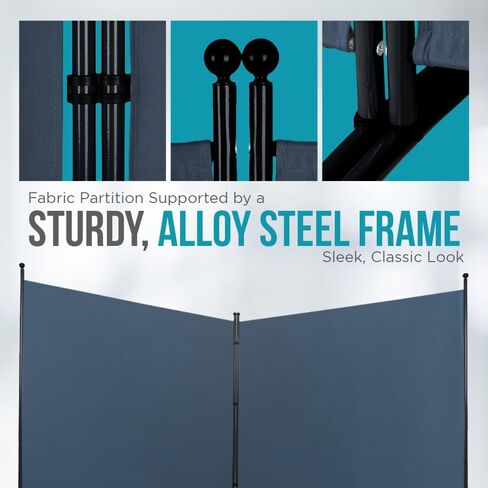مقسم غرفة الخصوصية ثلاثي الألواح من Steel-AID - شاشة خصوصية قابلة للطي للمكتب، والفصل الدراسي، وغرفة النوم، وغرفة الأطفال، والاستوديو، والمؤتمرات - 216 بوصة × 72 بوصة - سهلة التجميع، قائمة بذاتها وقابلة للطي in Kuwait