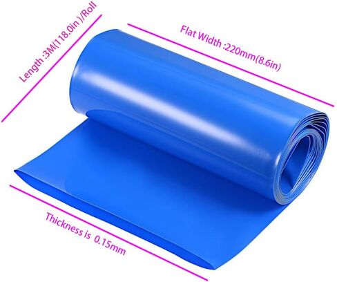 18650 21700 Battery Heat Shrink Tube,1Roll 9.8ft Length 500mm(19.68in) Width Battery Pack Heat Shrink Tubing Wrap (1, Blue, 9.8ft Length 500mm(19.68in) Width) in Saudi Arabia