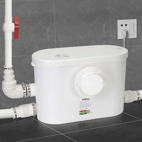 Macerator Pump, Silent 250W Sewage Sump Pump, 6000 L/h Flow, Upflush 26.3ft Head, IPX7, Utility Sink Pump with 2 Inlets for Wastewater Disposal in Basement Shower Bathtub Laundry Kitchen RVs in Saudi Arabia