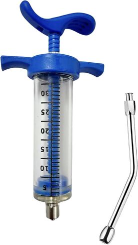 1 Set Feeding Syringe with Drench Nozzle Adjustable Dosage Reusable Drench Gun Syringe for Goat, Horse, Sheep, Dog, Pig, Cat, Bird, Small Pet (M-50ml) in Saudi Arabia