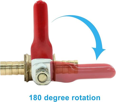 Waziaqoc 4 Pcs 1/4 Inch Hose Barb Ball Valve, Mini Brass Shut Off, Pipe Tubing Fitting with Clamps for Water Air Fuel, 180 Degree Operation Handle in Saudi Arabia