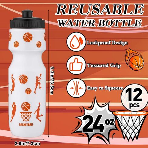 Talltalk 12 Pcs Basketball Party Favors Basketball Bag and Water Bottle Set Basketball Drawstring Bag Gift Goodie Treat Bags 24 oz Basketball Water Bottle Cup Basketball Party Supplies Gift in Kuwait