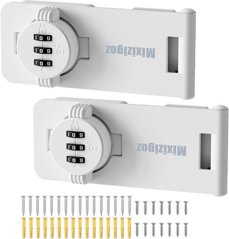 4.5 Inch Cabinet Lock with Combination Fit for Kitchen Cabinet, Pantry, Drawer, Household Mechanical Rotary Hasp 3 Digit Password Lock - Sturdy Zinc Alloy Door Latch (White-1 pc) in Saudi Arabia