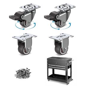 1 inch Caster Wheels with Brake, Heavy Duty Casters,Swivel Plate Castors and Roller Wheels, Wheels for Furniture, Workbench Casters and Work Table, Cart Wheels (Brown 1 inch, 8 Brake)