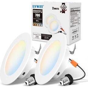 LVWIT LED Recessed Light 6inch, Can Lighting Color Selectable 2700/3000/4000/5000/6000K 5CCT, 10W(120W Equivalent) Dimmable Downlight with E26 Conversion Kit, Retro Fit Ceiling Light Fixtures, 6 Pack