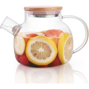 CnGlass Glass Teapot Stovetop Safe,30.4oz Clear Tea pot with Removable Filter Spout,Loose Leaf and Blooming Tea Maker