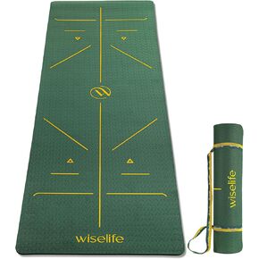WiseLife TRU Alignment Yoga Mat + Sleek Yoga Strap for Men and Women ( ProBalance TPE Material 6mm Extra Thick Extra Long Extra Wide)