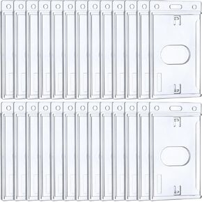 Zonon 20 Pcs ID Card Holders Clear Plastic Rigid Name Badge Heavy Duty Hard Case Transparent Badge Protector for Office School Travel(Vertical)