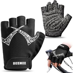 Cycling Gloves, Full Padded Bike Gloves Men Women, Mountain Biking Road Riding Bicycle Gloves Shock-Absorbing, Anti-Slip Breathable Fingerless Biking Gloves