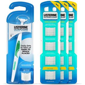 Listerine Ultraclean Access Flosser Starter Bundle | Proper & Durable Oral Care & Hygiene | Effective Plaque Removal, Teeth & Gum Protection, PFAS-Free | Starter Kit + 3pk Mint Refills (28ct.) in Kuwait