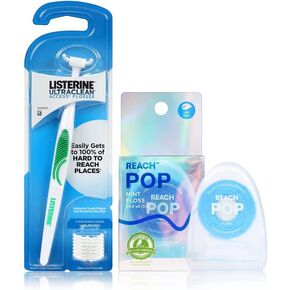 حزمة البداية من Listerine Ultraclean Access Flosser | العناية بالنظافة والفم بشكل سليم ودائم | إزالة فعالة للبلاك، وحماية الأسنان واللثة، وخالية من PFAS | مجموعة المبتدئين + عبوات النعناع المكونة من 3 عبوات (28 قيراطًا) in Kuwait