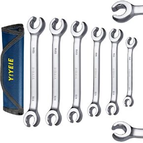3/8" Drive Crows Foot Wrench Set, 24PCS Flare Nut Crowfoot Wrench Set, Metric & SAE, 8-22mm & 5/16"-7/8", CR-V Steel, Crows Feet Wrench Set with 2 Extension Bars, Line Wrench Set with EVA Foam