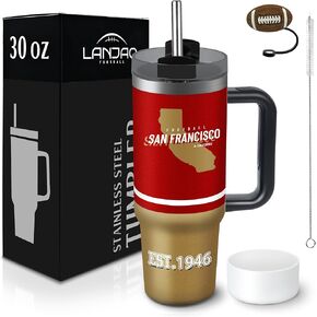 Tumbler 30oz Straight Skinny Portable Handle Car Cups With Anti slip Sleeve Straw Dust Cover, Sports Travel, Stainless Steel Insulated Gifts for Men Women Fans