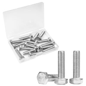 Yinpecly 15 Pcs M8 Hex Bolts M8-1.25 x 30mm Hex Head Screw Bolt 304 Stainless Steel M8-1.25mm Hexagon Bolts Hex Head Screws, Metric Machine Fully Thread, Bright Finish