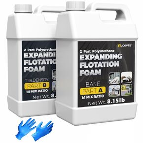 2 Gallon Kit Marine Flotation Foam, 2 Part Polyurethane Expanding Foam, Structural Expanding Fence Post Foam, Closed Cell Liquid Foam for Insulation, Waterproofing and Filling, 2 Lb Density