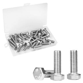 Yinpecly 25 Pcs M8 Hex Bolts M8-1.25 x 25mm Hex Head Screw Bolt 304 Stainless Steel M8-1.25mm Hexagon Bolts Hex Head Screws, Metric Machine Fully Thread, Bright Finish