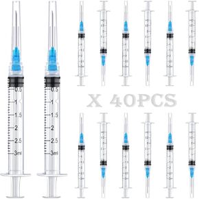 40 جهاز كمبيوتر - 10 مل من محقنة قفل Luer مع إبرة 23GA ، وحقن بلاستيكية متاحة التغليف بشكل فردي للمختبرات العلمية والصناعية والحيوانات والحيوانات الأليفة in Kuwait