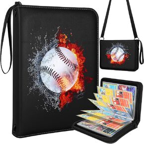 for 4 Pocket Card Binder with 440 Pockets - Trading Card Collection Album Folder for Men Boys Teens Castle Design for Sports Cards Game Cards with Zipper Hand Carrying Rope