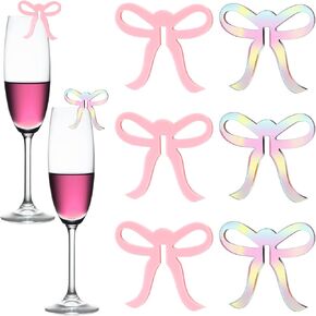 36 Pcs Bow Drink Markers Drink Tags Bow Cup Acrylic Tags Bow Party Favors Coquette Birthday Party Tying the Knot Bachelorette Party Girly Ribbon Party Bow Themed Party Decorations