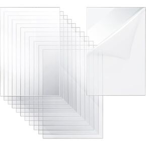 Elavain Clear Acrylic Sheets, 12 Pack Plexiglass Sheet 5x7 Replacement Glass Picture Frame Panels, PMMA Acrylic Casting Plate Ultra Transparent Glass Sheet for Picture Frames & DIY Projects- 1MM thick