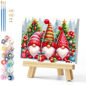 Gnomes Lophomie Christmas Paint بواسطة أرقام أرقام للبالغين المبتدئين DIY سهلة الطلاء الكبار بالأرقام Gnome Paint by Number بدون إطار ديكور جدار المنزل 16 × 12 بوصة.
