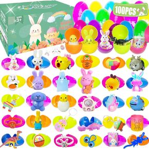 200PCS Prefilled Easter Eggs Filled with Toys Inside Basket Stuffers Fillers Easter Hunt Essentials Party Favors Classroom Prize Supplies for Kids Boys Girls