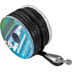 100 ft x 3/8 inch Anchor Rope, Braided Anchor Line Premium Solid Braid MFP Boat Rope with Stainless Steel Thimble & Shackle, Marine Rope, Boat Accessories-White