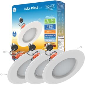 GE Ultra Bright LED Recessed Downlight Fixture, RS6 Indoor Floodlight, 6-Inch, Multiple Color Temperatures, 150 Watt Replacement (4 Pack)