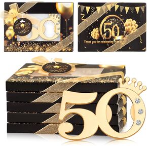 50Pieces 50 Bottle Openers for 50th Birthday Party Favors 50th Anniversary Party Return Gifts or Souvenirs for Guests, Gold and Black Theme Party Decorations