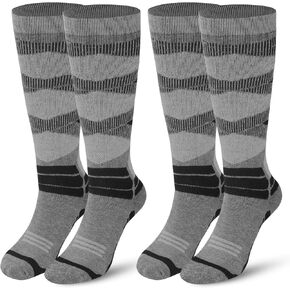 Winter Warm Kids Ski Socks - 2 Pairs Merino Wool Thermal Skiing Socks for Boys, Girls, Youth, Toddlers