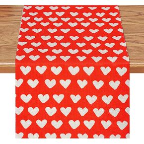 Valentines Table Runner Love Heart Valentine's Day Table Runner for Dinning Kitchen 72 X 13 Inches Waterproof Valentine Table Decoration Party Favor (Pink)